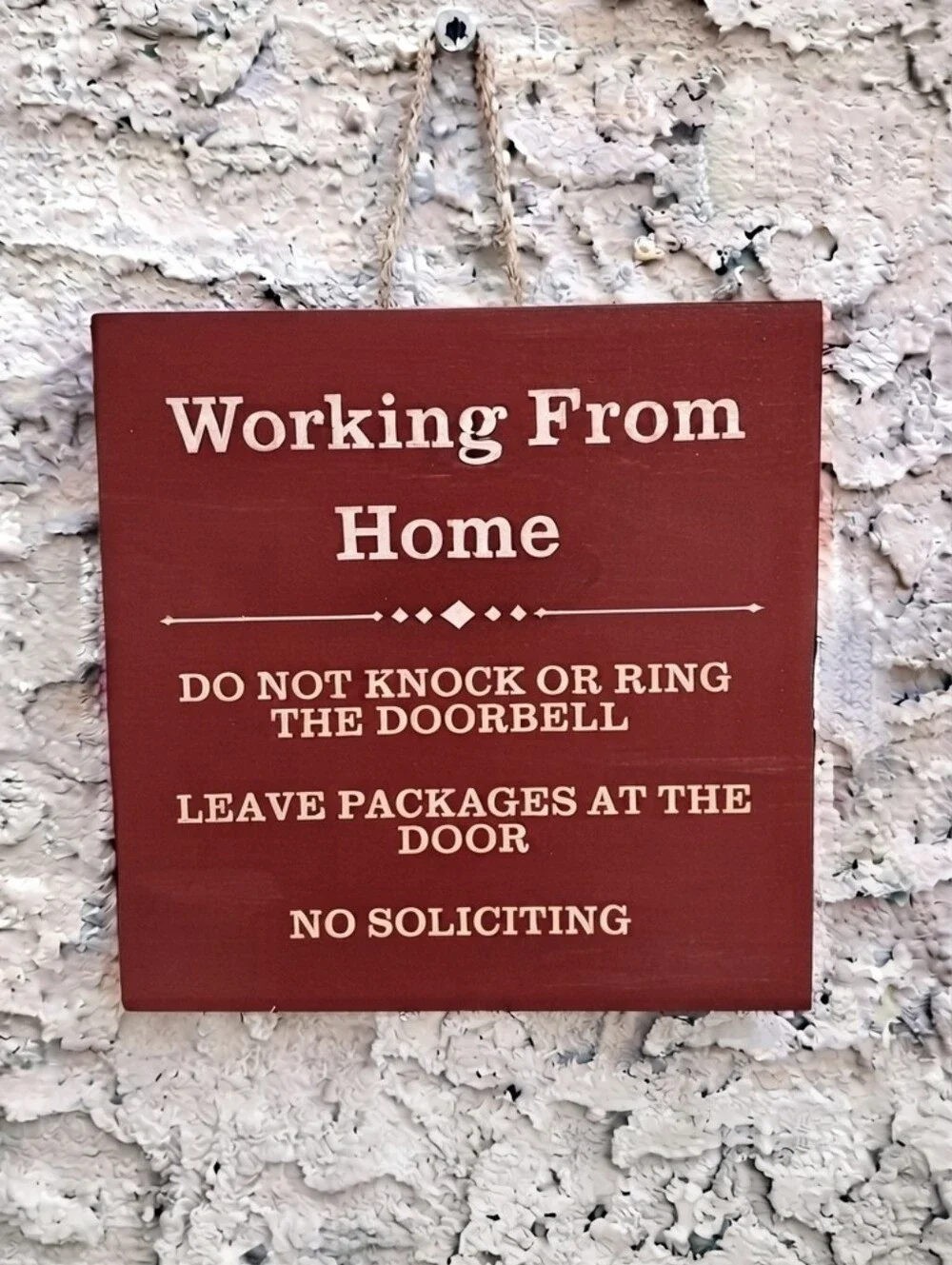 Working From Home Wall Sign - No Soliciting 6x6
